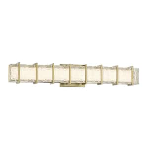 Sevryn 27.5 in. 1-Light Soft Brass LED Vanity Bath Light Bar with Clear Textured Glass Shade