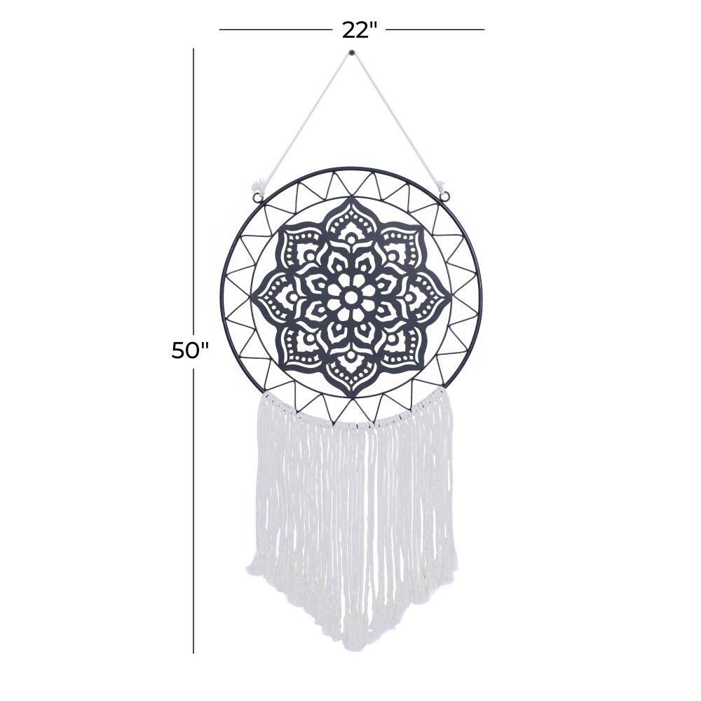 Oversized Black Metal and Canvas Abstract Wall Hanging