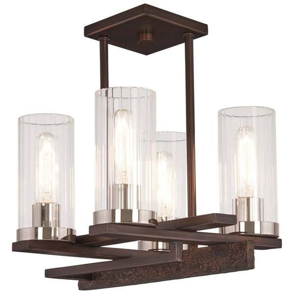 Minka Lavery Maddox Roe 4-Light Iron Ore with Gold Dust Highlights Semi-Flush Mount