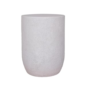 13.75 in. Dia x 18.125 in. H Oyster White Plaster Outdoor Side Table/Stool