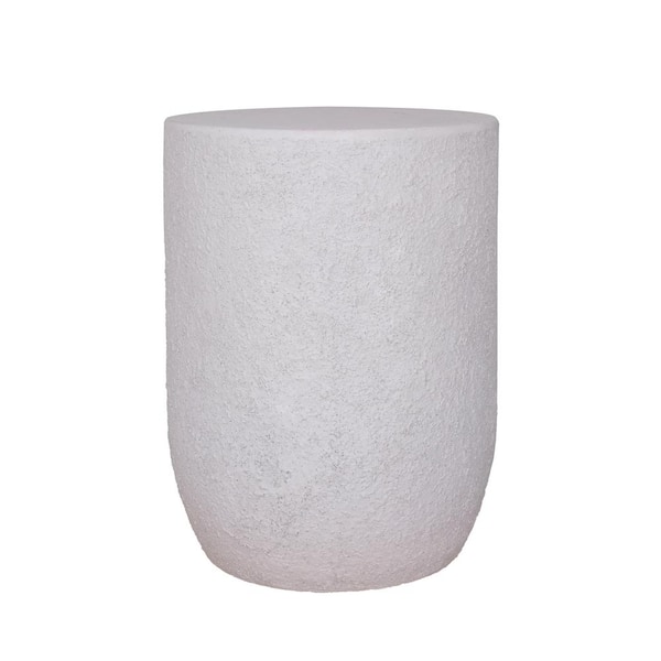 MPG 13.75 in. Dia x 18.125 in. H Oyster White Plaster Outdoor Side Table/Stool