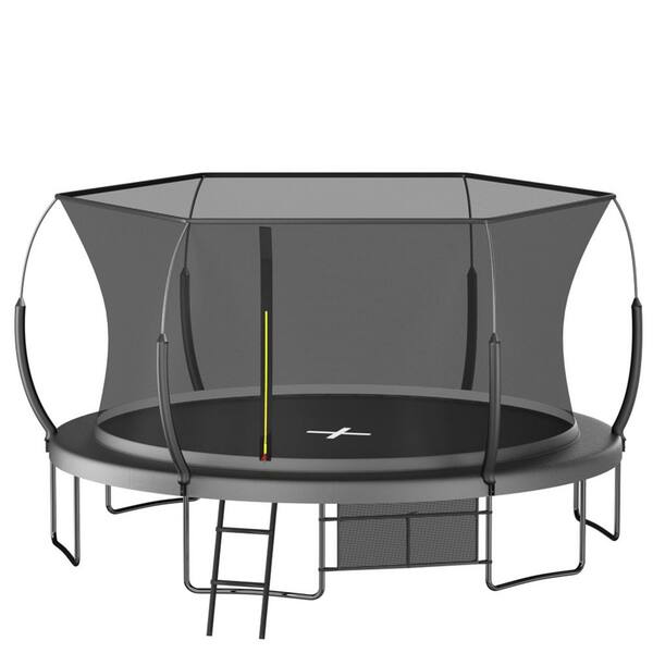 14 ft. Springfree Trampoline with Bungee System, No Gap Safety Net, 6 Legs for Extra Stability-Black