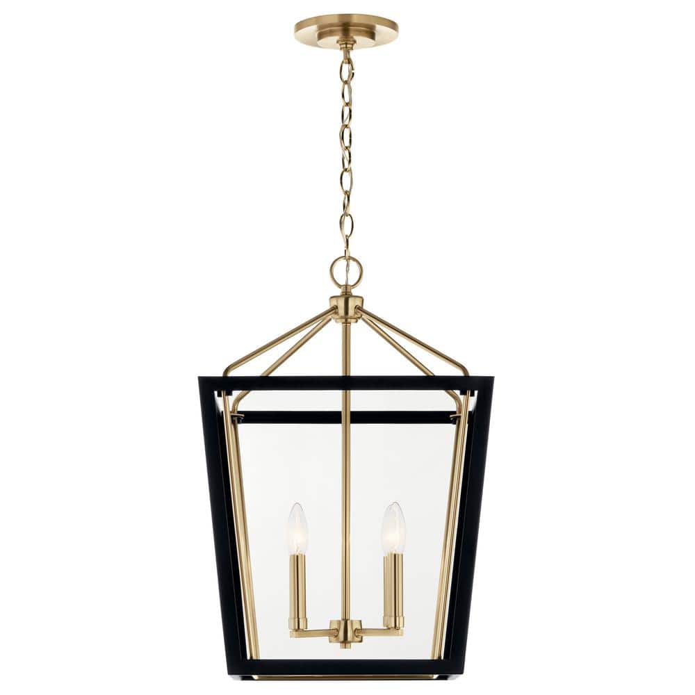 Delvin 4-Light Champagne Bronze and Black Pendant with Clear Glass