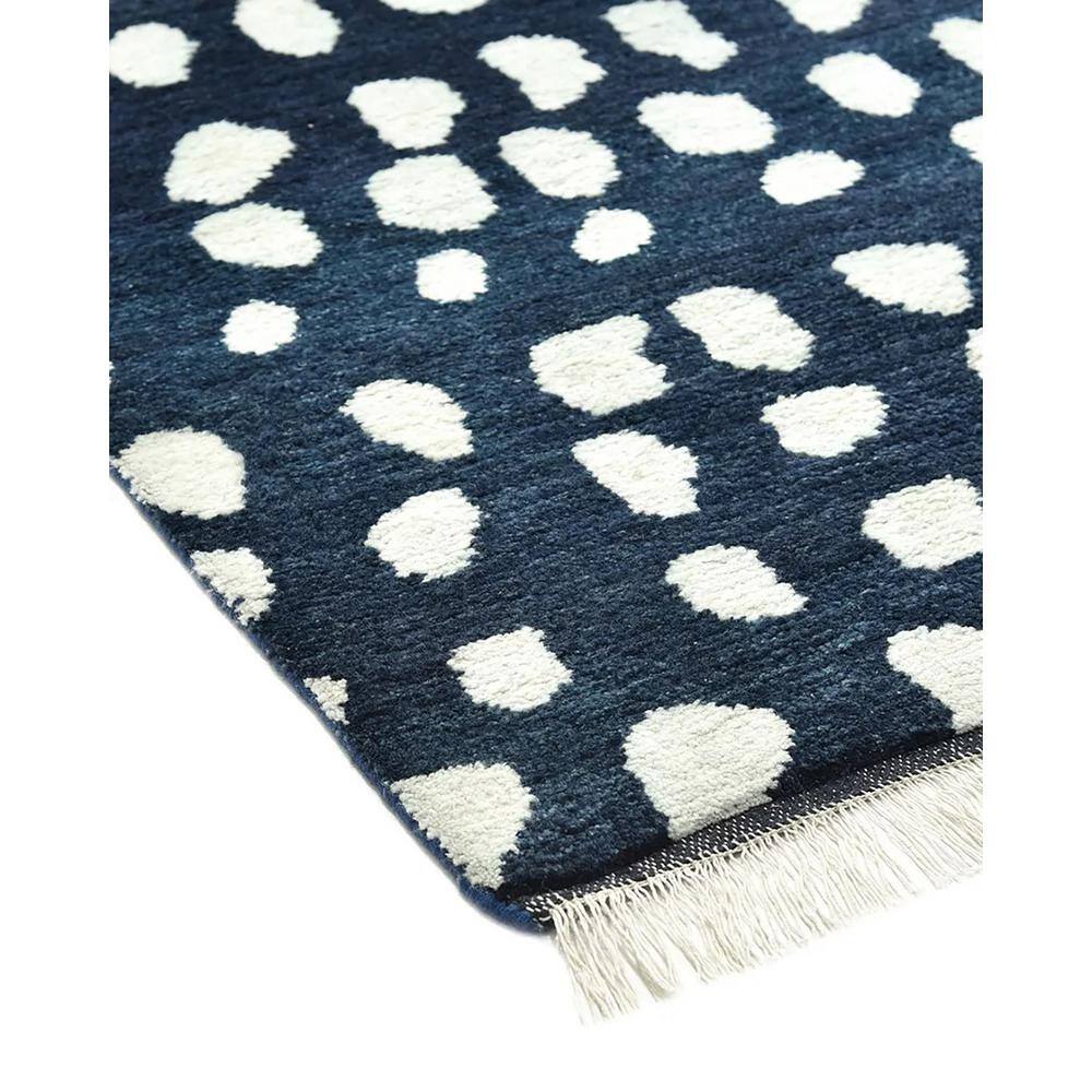 Hand-Knotted Navy Blue Wool Shag Area Rug 3' x 5'