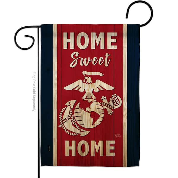Breeze Decor 13 in. x 18.5 in. Home Sweet Marine Corps Garden Double ...