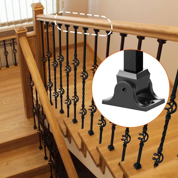 Aluminum Alloy Baluster Shoes Square Balusters Baluster Wrought Spindles, Spray Coated Black (50-Pieces)