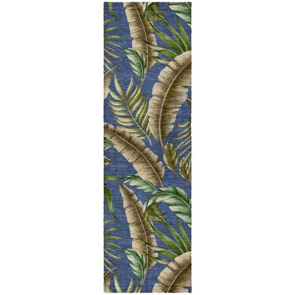 Dream Shag Premium Machine Washable Abstract ADS196 Blue 2 ft. x 7 ft. Runner Rug