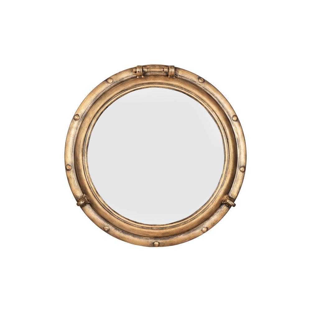 22" Round Gold Metal Porthole Wall Mirror