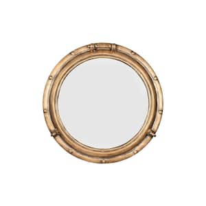 22 in. x 22 in. Coastal Round Distressed Framed Metal Porthole Decorative Mirror