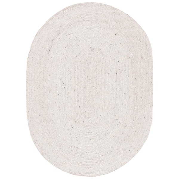 SAFAVIEH Braided Beige 4 ft. x 6 ft. Oval Speckled Solid Color Area Rug