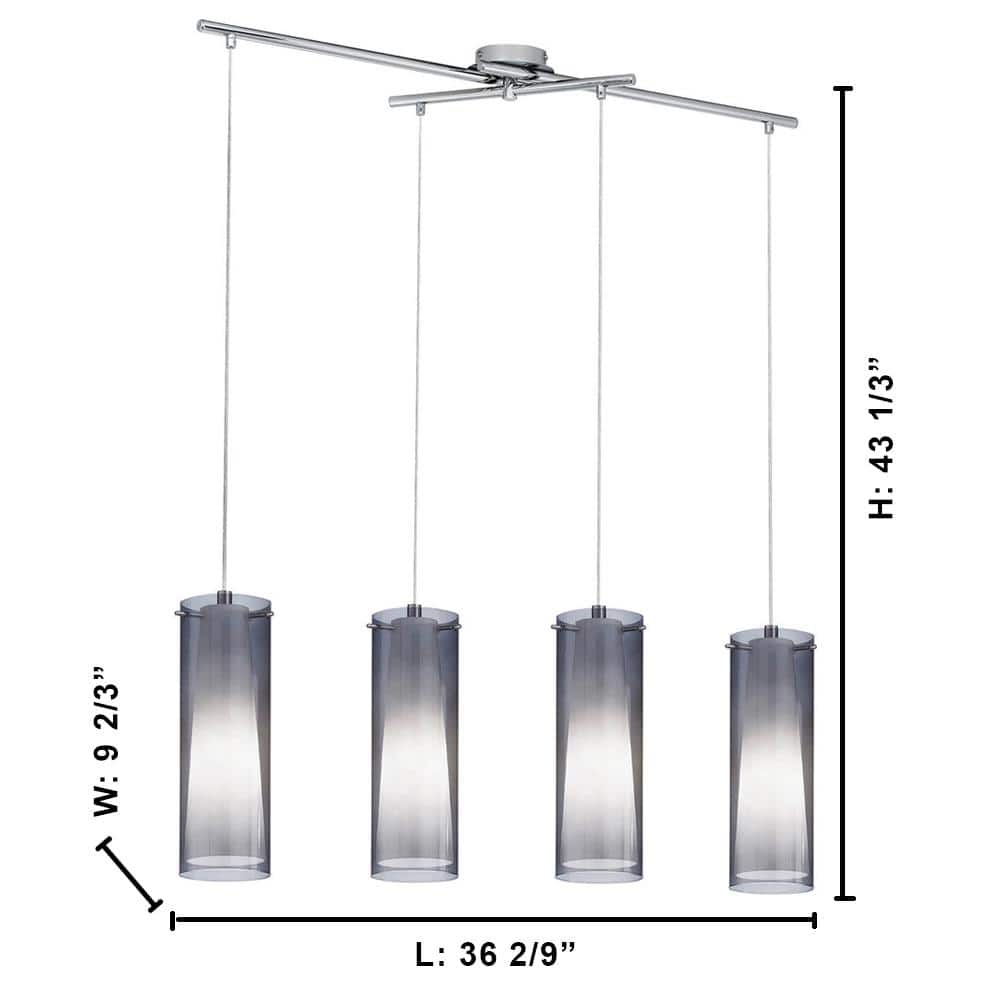 Pinto Nero Matte Nickel 36" Island Light with Smoked Glass Shades