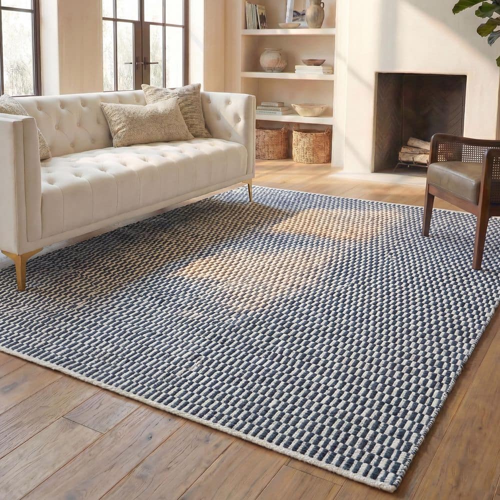 Vermont 6 ft. x 9 ft. Navy/Ivory Checkered Geometric Area Rug price history on PriceWatchPro