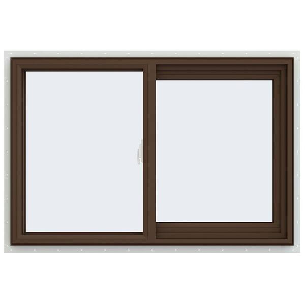 JELD-WEN 35.5 in. x 23.5 in. V-2500 Series Brown Painted Vinyl Right-Handed Sliding Window with Fiberglass Mesh Screen
