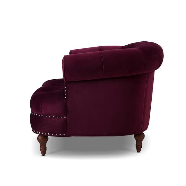 La Rosa Traditional Velvet Tufted Burgundy Living Room Accent Arm Chair