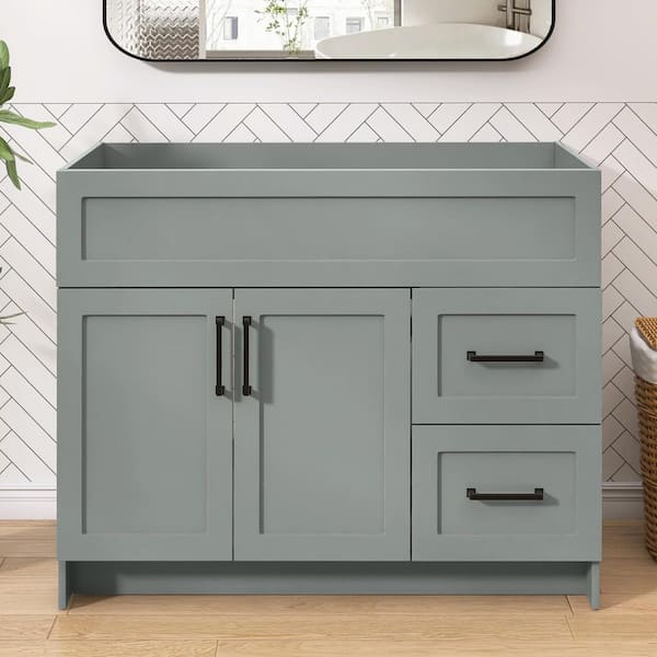 Mox 42 in. W x 21.5 in. D x 33.5 in. H Bath Vanity Cabinet without Top Bathroom Storage Base in Sky Gray Unassembled