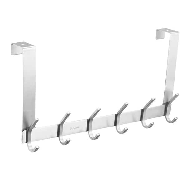 Boyel Living J-Hook Stainless Steel 6-Robe Hook in Brushed Nickel 16.93 in. W x 1.78 in. D x 8.27 in. H