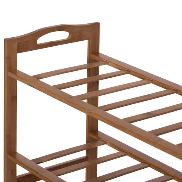 Basicwise 17.75 in. H 9-Pairs Natural Bamboo 3-Tier Free Standing Shoe  Organizer Storage Shoe Rack QI004329.3 - The Home Depot