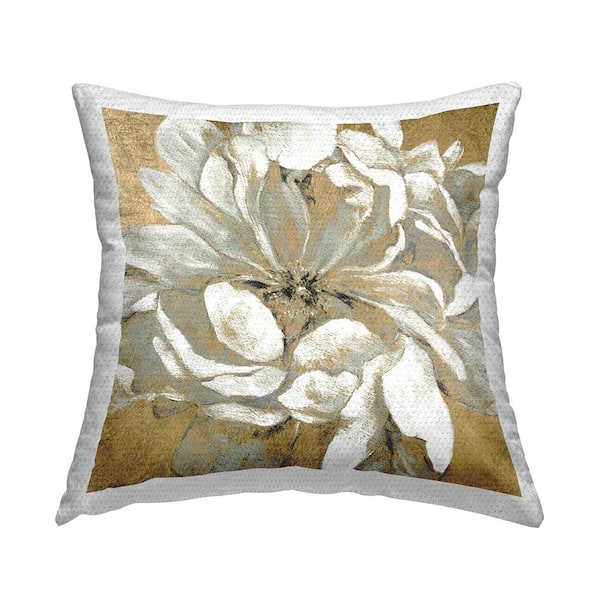 Stupell Industries Abstract White Magnolia Blossom Flower Petals Yellow Square Outdoor Throw Pillow
