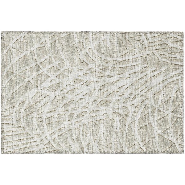 Addison Rugs Rylee Beige 1 ft. 8 in. x 2 ft. 6 in. Geometric Indoor/Outdoor Area Rug