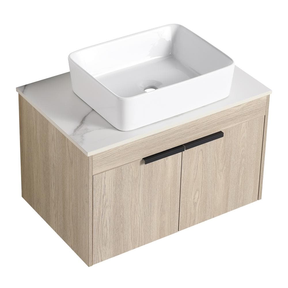 Victoria 30 in. W x 19 in. D x 24 in. H Floating Modern Design Single Sink Bath Vanity with Top and Cabinet in Wood price history on PriceWatchPro