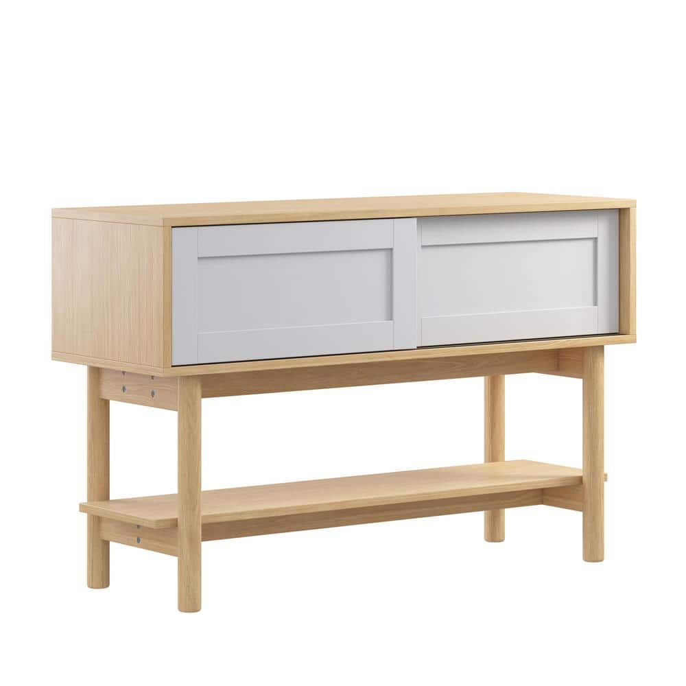 Jovany 46 in. Soft Gray/White Standard Rectangle Wood Console Table with St