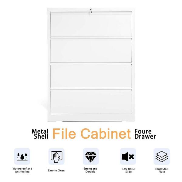 Jakaia 4-Drawer Lateral Filing Cabinet Latitude Run Color: White