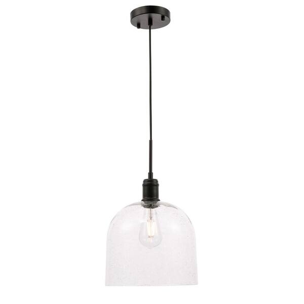 Timeless Home Gabe 1-Light Pendant in Black with 10 in. W x 9 in. H ...