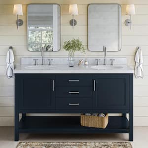 Bayhill 60 in. W x 21.5 in. D x 34.5 in. H Double Freestanding Bath Vanity Cabinet Only in Midnight Blue