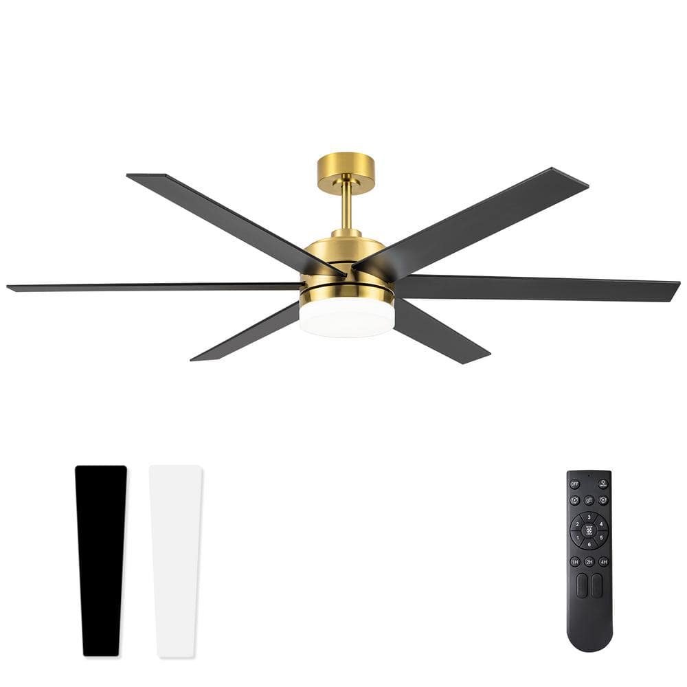 Breezary Barbara 65 in. Integrated LED Indoor Gold ceiling Fans with ...