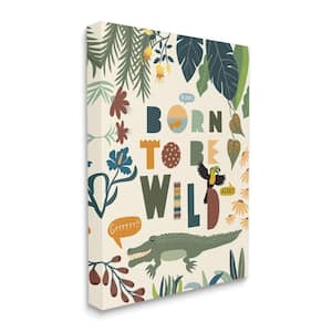 "Born to Be Wild Phrase Tropical Forest Alligator" by Darlene Seale Unframed Print Animal Wall Art 24 in. x 30 in.