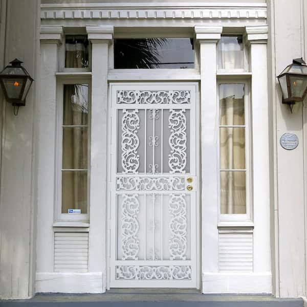 Elegance 36 in. x 80 in. Universal Reversible White Steel Security Storm Door