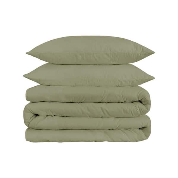 Sage Solid Color Queen Cotton Duvet Cover Set