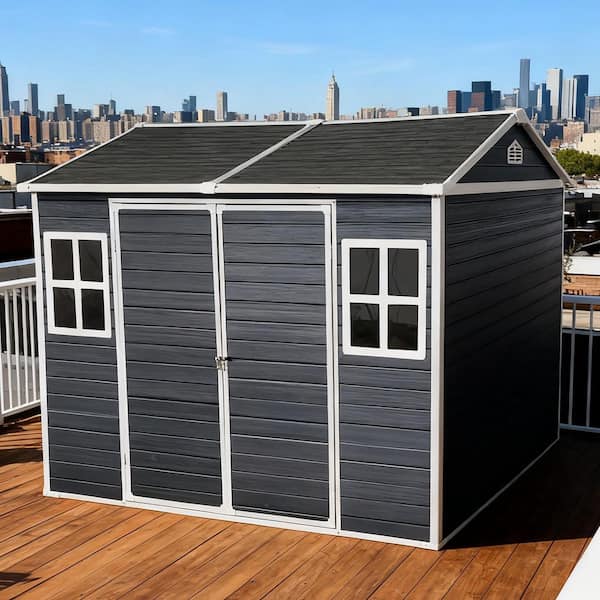 8 ft. x 6 ft. Resin Shed with Double Door and Windows (48 sq. ft.)