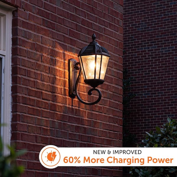 Bronze Dusk to Dawn Outdoor Solar Lantern Sconce with LED Bulb and 150 Lumens