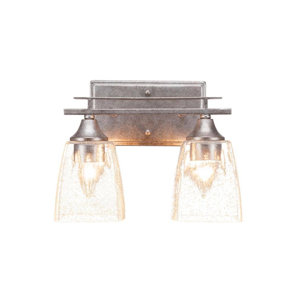 Ontario 10.75 in. 2-Light Aged Silver Vanity Light