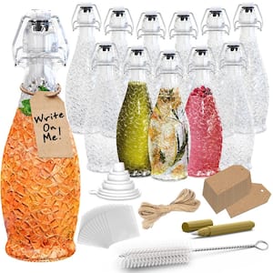 17 oz. Textured Teardrop Swing Top Glass Bottles with Funnel, Bottle Brush, Tags, Shrink Wrap and Marker (Set of 12)