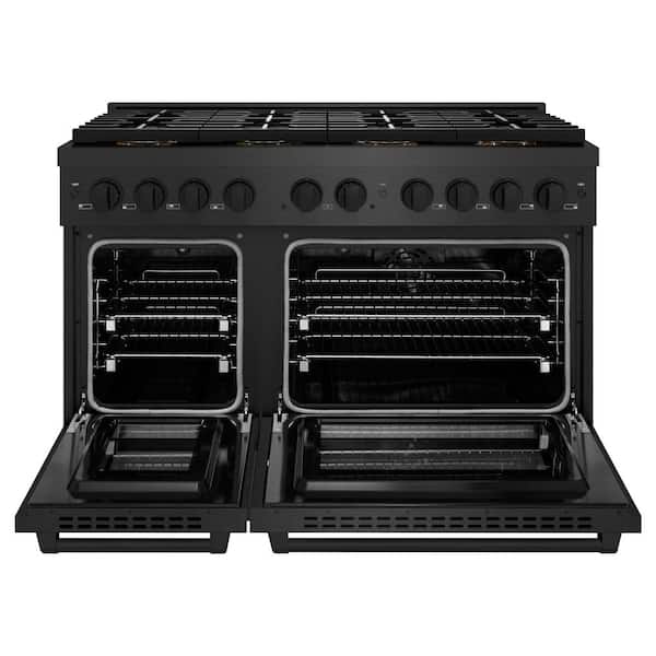 48 in. 6.7 cu. ft. Paramount Dual Fuel Range with 8 Burner DuoPro Cooktop and Dual Ovens in Black Satin Stainless Steel
