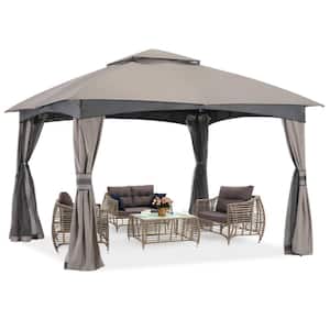 8 ft. x 8 ft. with Netting and Pole Covering Patio Gazebo