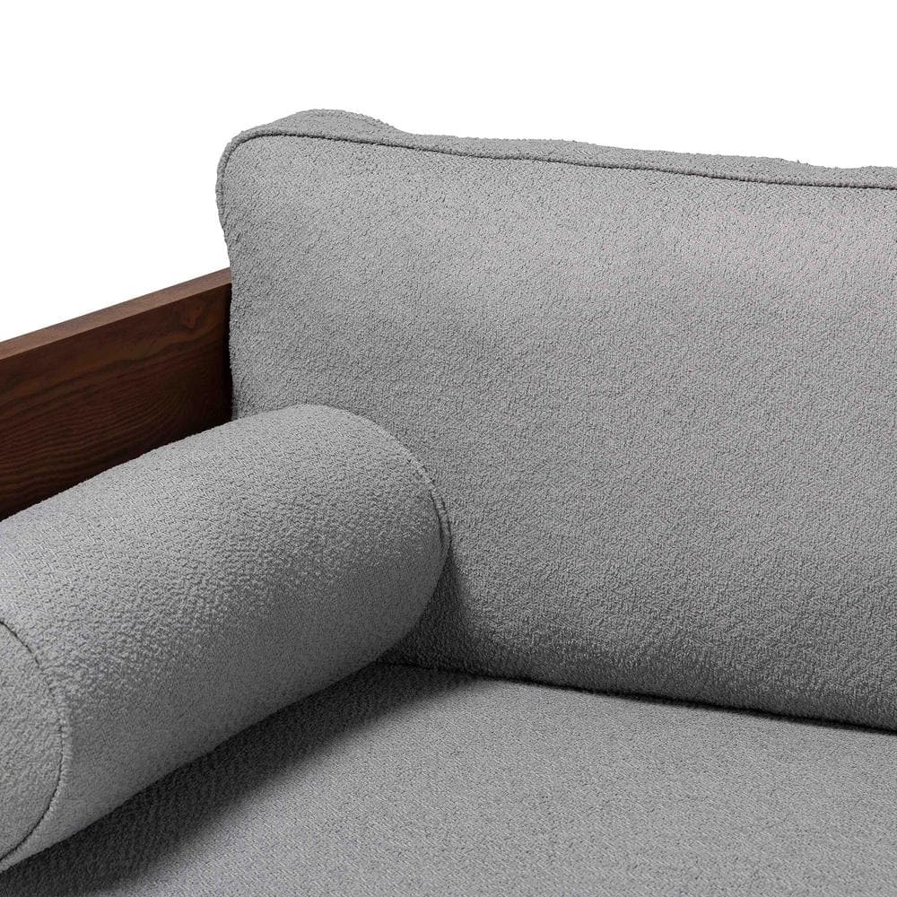 Uriel 72" Grey Boucle Fabric Lawson Sofa with Wood Frame