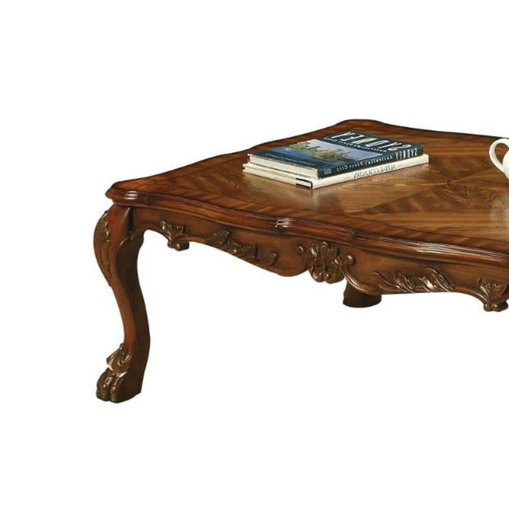 Dresden Cherry Oak 54" Rectangular Coffee Table with Claw Feet