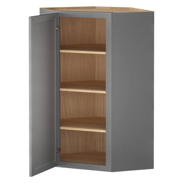 Keyport Shaker 24 in. W x 24 in. D x 42 in. H Charcoal Plywood Tool-Free Ready To Assemble Wall Corner Kitchen Cabinet