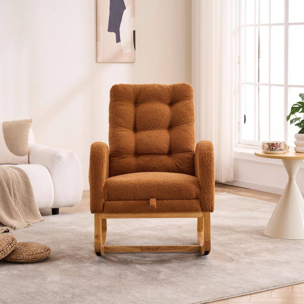 Caramel Rocking Arm Chair with Footrest, High Back and Rubber Wood Rocking Legs price history on PriceWatchPro