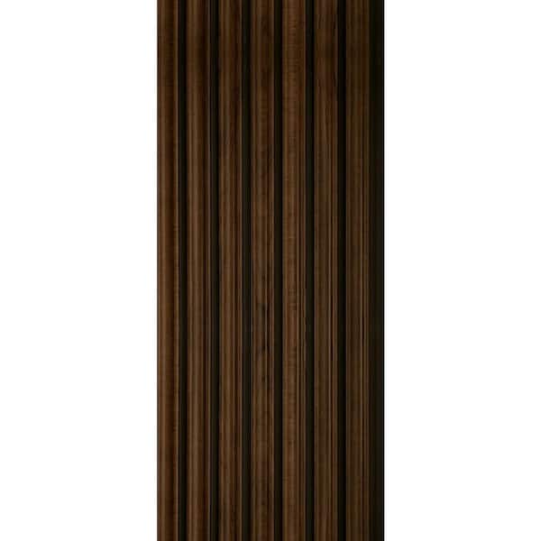 Fluted 1/2 in. x 0.79 ft. x 7.88 ft. Brown Honey Glue-Up Foam Wood Slat Walls (10-Pack)/62.25 sq. ft.