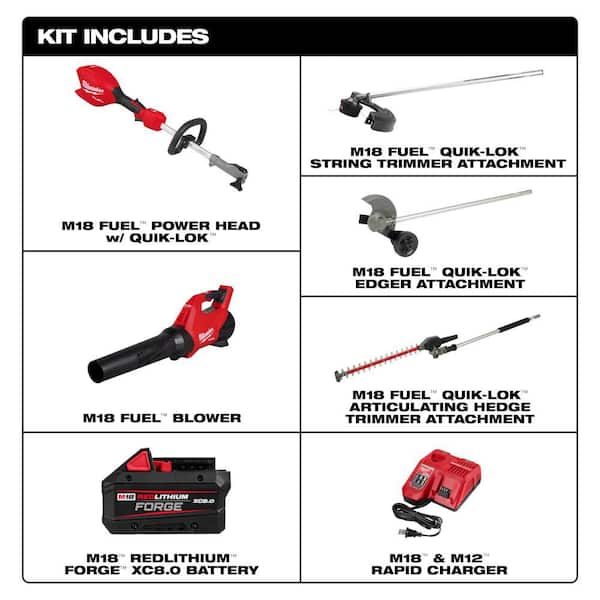 M18 FUEL 18V 16 in. Brushless Cordless QUIK-LOK String Trimmer/Blower Combo Kit w/ Edger & Hedge Trimmer Attachments