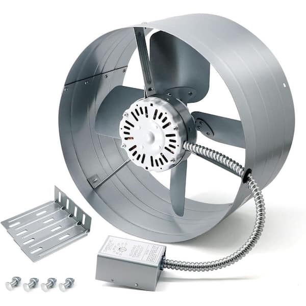 KIWDZFU 15 in. Gable Mount Power Attic Exhaust Fan with Adjustable Thermostat 1300 CFM 1075 RPM 3.4 Amp High Performance