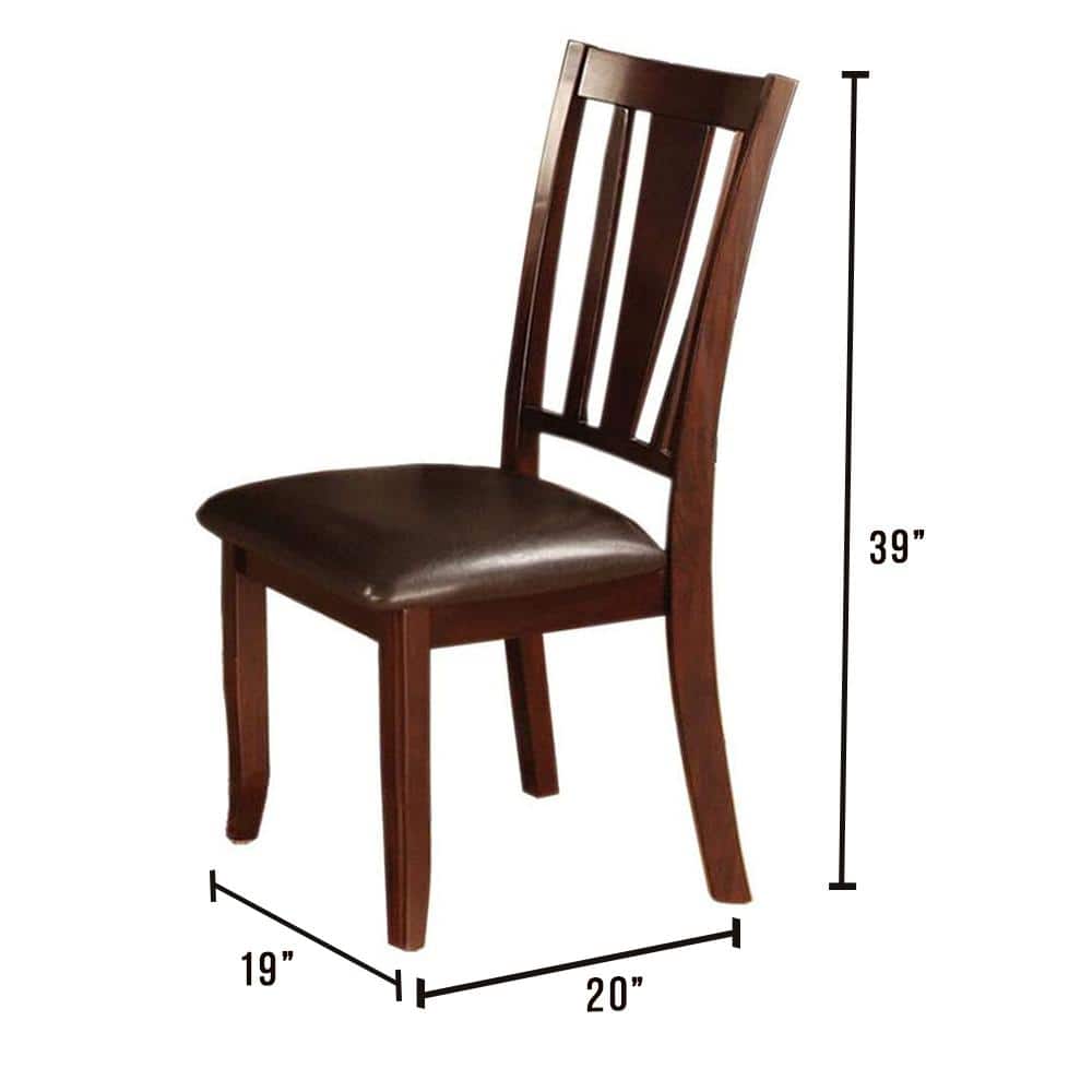Espresso Transitional Upholstered Side Chair with Padded Leatherette Seat