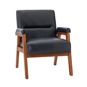 Eckard Navy Vegan Leather Armchair with Tufted Design