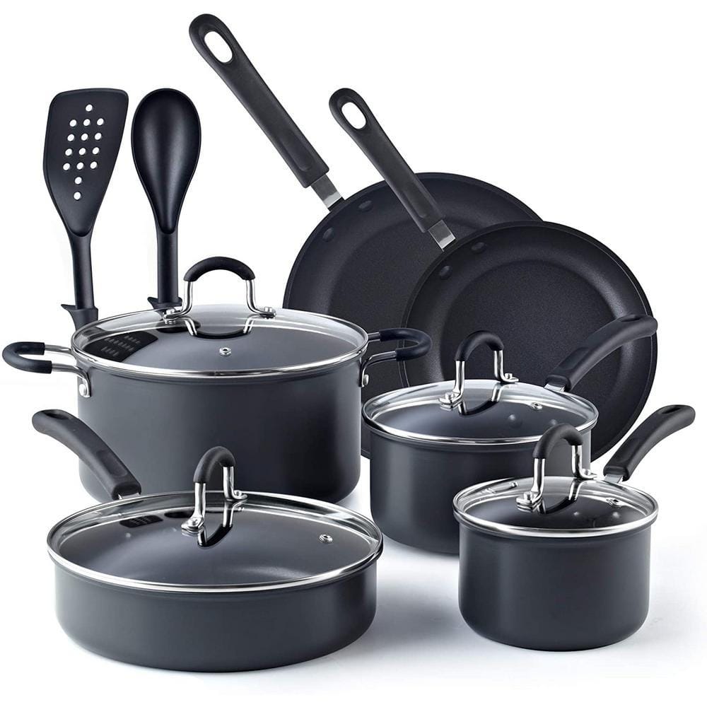 Cook N Home 12-Piece Hard Anodized Aluminum Nonstick Cookware Set 02597 ...
