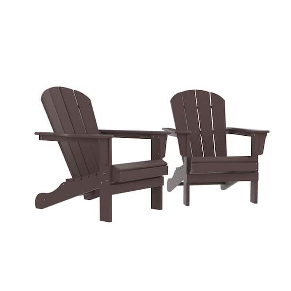 Tidoin Classic Brown Reclining Plastic Adirondack Chair (2-Pack)