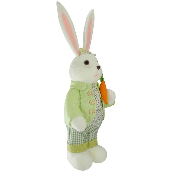 Northlight 20 in. White and Green Standing Rabbit Easter